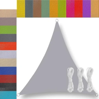 Image de Toile d&#039;ombrage imperméable pour Patio avec Corde Libre Balcon terrasse Jardin extérieur Triangulaire Triangle Gris 2.6x2.6x2.6m