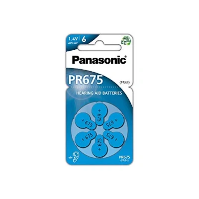 Image de Piles Panasonic PR675 Zinc Air pour appareils auditifs, Type 675, 1,4 V, 6 dans Un Paquet, Bleu
