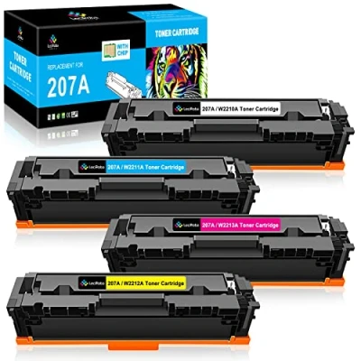 Image de LeciRoba 207A (avec Puce) pour Cartouche HP W2210X W2211X W2212X W2213X W2210A W2211A W2212A W2213A 207X ,pour Color Laserjet Pro MFP M283fdw M283fdn M282nw M255dw M255nw (4 Paquets)
