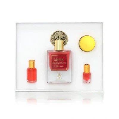 Image de Ayat Perfumes Coffret Prestige Complet Musk Collection Eau de Parfum 50ml, Musc 5ml, Huiles Parfumée 12ml &amp; Pommade 18gr Dubai (Coffret Pomegranate)