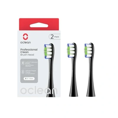 Image de Oclean Brossettes de recharge professional B02, Têtes brosse rechange, adaptées à toutes les brosses électriques Ocean pour adultes, poils DuPont, Tête en forme W, 2 pcs, Noir