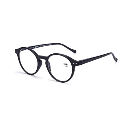 Image de ZENOTTIC Lunette de lecture Anti blu Ray,Anti reflets,Lunettes pour hommes et femmes, Ultra léger,Cadre ronde Conception vintage rétro (+1.00, Noir)