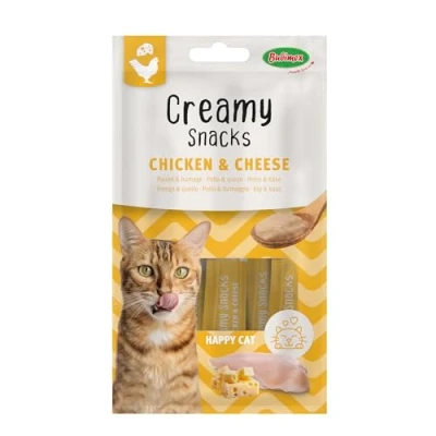 Image de Bubimex Creamy Snacks Poulet et Fromage Friandises Crèmes à Lécher pour Chats Texture Lisse, Onctueuse Appétissante Stimule l&#039;Appétit Favorise l&#039;Hydratation 4 x 15 g
