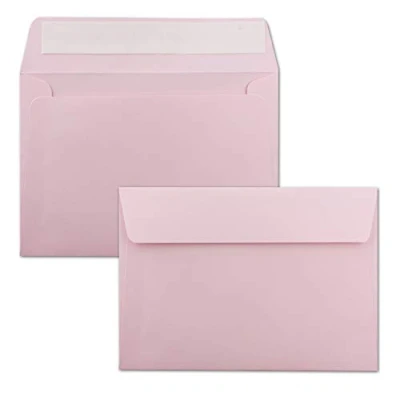 Image de 100x enveloppes C6 couleur: rose 11,4 x 16,2 cm fermeture: Auto adhésive avec Bande Détachable pour papier A4, A5, A6 et invitations lettres