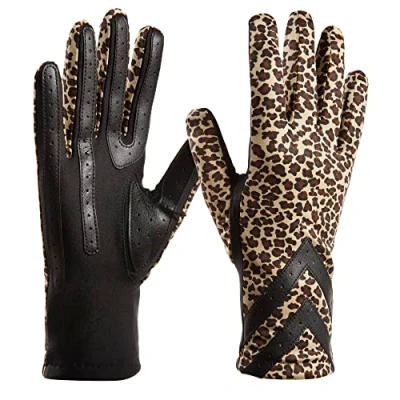 Image de Isotoner Gants en élasthanne pour écran Tactile, Léopard Smartdri, S M Femme