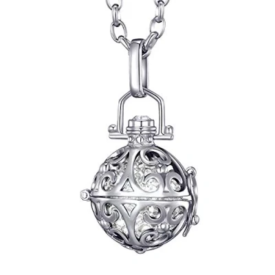 Image de Morella Femme Collier d&#039;ange en Acier Inoxydable 70 cm avec Pendentif décoré pour Boule sonore Rouge Ø 16 mm, dans Une Pochette Velours