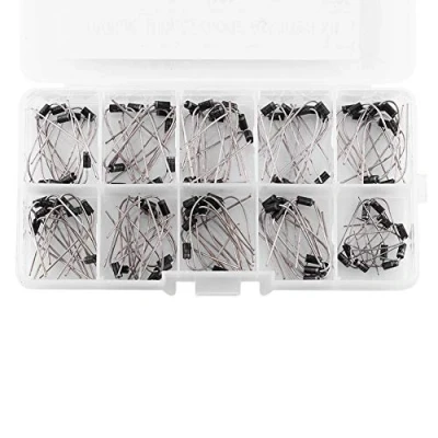 Image de Hilitand 100pcs 10 Values Kit Diode Redresseur Électronique 1N4001 1N4007 1N5817 1N5819 Avec Boîte Claire