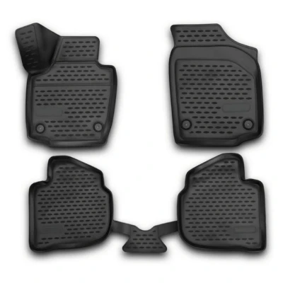 Image de Tapis de Sol Compatible avec Skoda Rapid 2012 2019 en Caoutchouc TPE 3D Noir 4Pcs