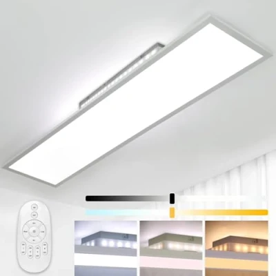 Image de Plafonnier LED Dimmable 120x30CM avec Fonction Mémoire, Salon 52W TéLécommande, Lampe Panneau Rectangulaire 2700k 6500k, Luminaire Blanc Chaud/Blanc Froid Pour Cuisine