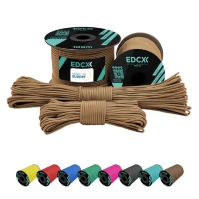 Image de EdcX 2 mm Nylon Paracord 275 (15, 30, 50 and 100 m) 100% Rope, 3 Strand Cord, Cord in Many Colours (Tan, 15