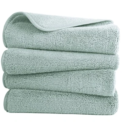 Image de Polyte 4 Serviettes de Bain en Microfibres pour Les Mains sèche Rapidement/ne Peluche Pas Vert Clair 40 x 76 cm