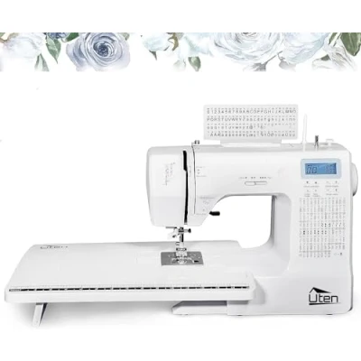 Image de Uten Machine à Coudre électronique Bras Libre avec 200 Points Table D&#039;extension pour les Débutants et Amateurs de Bricolage