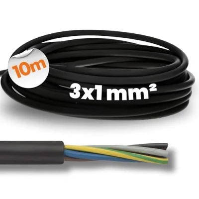 Image de 10 m Lapp 1600253 H05RN F 3x1 mm² câble caoutchouc flexible I résistant aux UV et à l&#039;huile robuste fin 3G1 noir avec conducteur de protection pour appareils manuels décoration d&#039;électrodes