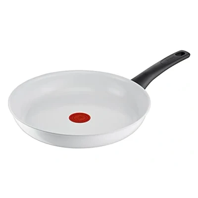 Image de Tefal C41706 Poêle à frire en céramique 28 cm Joint sûr Indicateur de température thermique Nettoyage facile Convient l&#039;induction Blanc