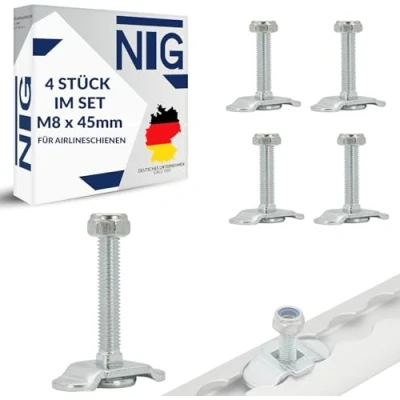 Image de Lot de 4 raccords à visser pour rail d&#039;arrimage M8 x 45 500 daN