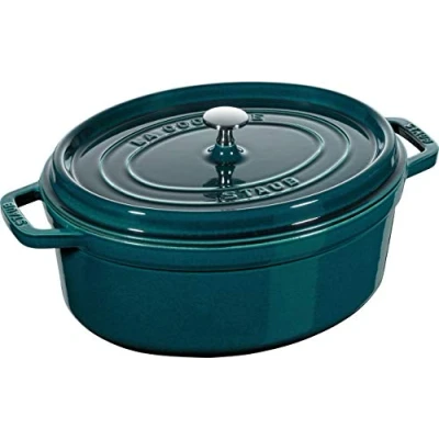 Image de STAUB Cocotte en Fonte Émaillée avec Couvercle, Tous feux dont induction, 7 à 8 personnes, Ovale, 37 cm, L, 9,2 kg, La Mer