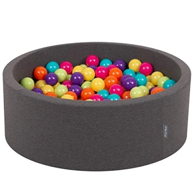 Image de KiddyMoon Piscine À Balles pour Bébé Rond 90X30cm/200 7Cm Fosses Boules Jouet Enfant, GR.Foncé:Vert Cl/Jaune/Turq/Orange/R.Foncé/Violet