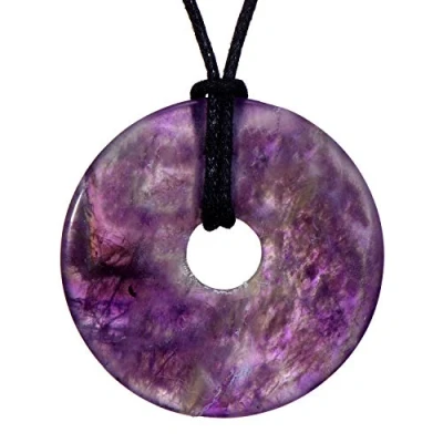 Image de Morella Femme Collier 80 cm avec Donut Pendentif Pierre Précieuse Améthyste dans Petit Sac