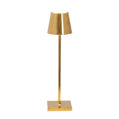 Image de Zafferano Poldina Pro Micro Lampe de Table LED sans Fil Rechargeable Tactile Dimmable avec Finition Galvanique Temp. Lumière 2200 2700 3000K Aluminium H27,5 (Doré)