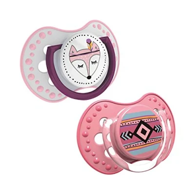 Image de LOVI sucette 0 3 mois, Sucettes pour bébés avec tétine en silicone, Embout dynamique, Sans BPA, Collection Indian Summer, 2 pièces, Rose