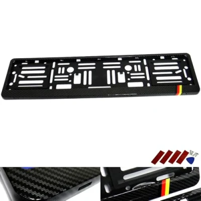 Image de RZG 1 support de plaque d&#039;immatriculation noir en fibre carbone hydrographique pour voiture allemande