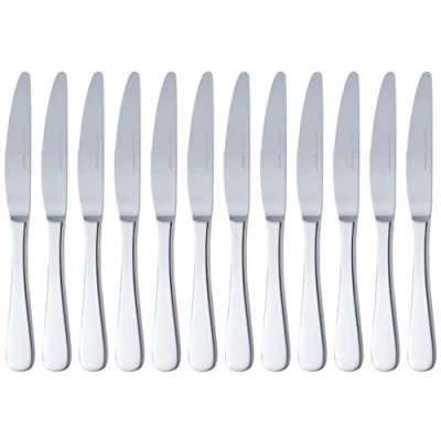 Image de Amazon Basics Cuchillos de mesa acero inoxidable con borde redondeado, 12 pièces, Argenté