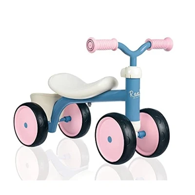 Image de Smoby Porteur Rookie Rose Métal pour Enfant Dès 12 Mois Selle Incurvée Roues Silencieuses 721401