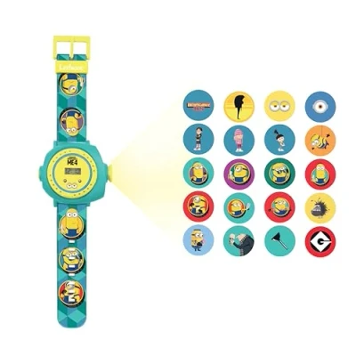 Image de Lexibook Universal Moi, Moche et Méchant Minions Montre Bracelet Ajustable écran Digital avec 20 Projections, pour Filles garçons, Jaune/Bleu