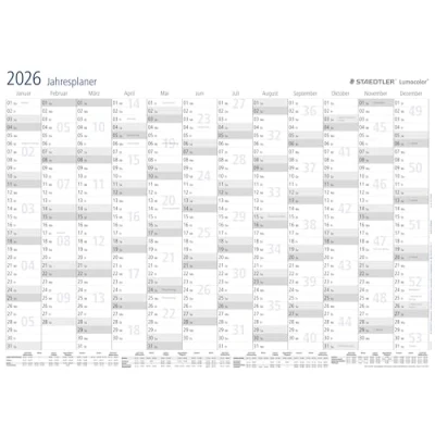 Image de STAEDTLER Lumocolor 641 YPA3DE calendrier annuel 2023 avec mural effaçable à sec Format A3 stylo et pince adhésive pour