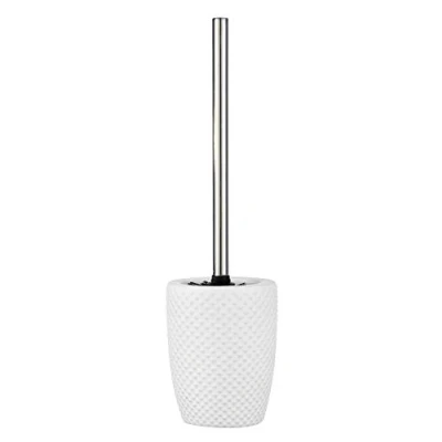 Image de WENKO Brosse WC Punto Blanc Porte WC, Céramique, 11 x 41 cm,