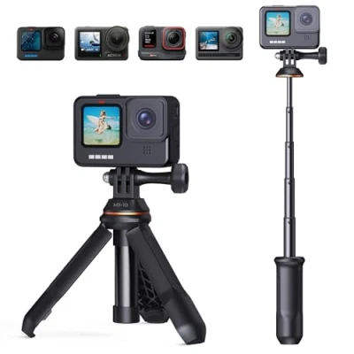 Image de K&amp;F Concept Trépied à Selfie 33cm, Mini avec Pôle Télescopique, Perche Portable, Stick Compatible Go Pro Hero 13,12,11,10, DJI Osmo Action 5 Pro, 4,3, Insta 360 MS10