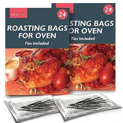 Image de Lot de 48 sacs à rôtir pour four avec attaches,Sacs du poulet, la dinde, viande et poisson,38x25 cm,Sacs dinde,Sacs au carnet SOL