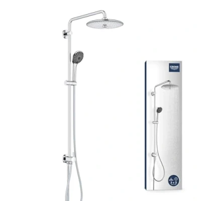 Image de GROHE Colonne de douche avec inverseur Vitalio Joy 260, apparente, tête 250mm, barre orientable, pommeau 110 3 jets, chromé, 27357002 (Import Allemagne)