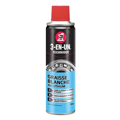 Image de 3 EN UN Technique Graisse Blanche au Lithium Aérosol Forte adhérence Protection anticorrosion Action longue durée 250 ML