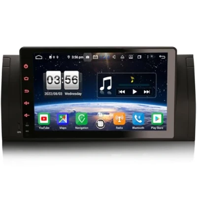 Image de ERISIN 9 Pouces Android 12 Autoradio pour BMW Série 5 E39 X5 E53 M5 Support GPS Sat Nav Carplay Auto DSP Bluetooth WiFi Dab + TPMS 8 Core 4GB RAM 64GB ROM