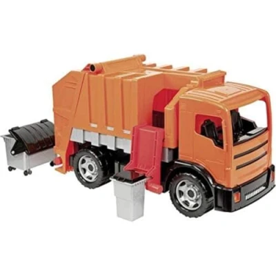 Image de Lena géant GIGA Trucks d&#039;environ 72 cm, essieux et 2 poubelles, Camion à ordures Orange, véhicule Jouet XXL pour Les Enfants partir de 3 Ans, 2166, Multicolore