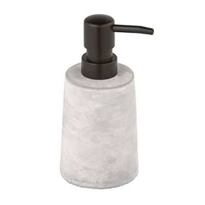 Image de WENKO Distributeur de Savon Villena, Rechargeable, Liquide Vaisselle à l&#039;aspect Pierre Naturelle, Dimensions : 8,2x15,9x7,2 cm, capacité 150 ML, Gris/Noir