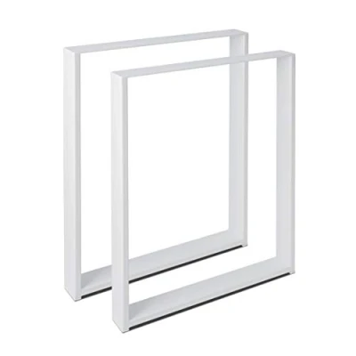 Image de Set de 2 Pieds Table Pied Meuble à Manger avec par Acier Blanc (90x72 cm)