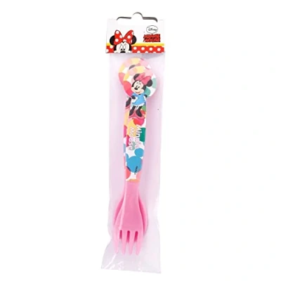 Image de Stor Lot de 2 Couverts pour Enfants réutilisables en Plastique composé Fourchette et cuillère Minnie Mouse