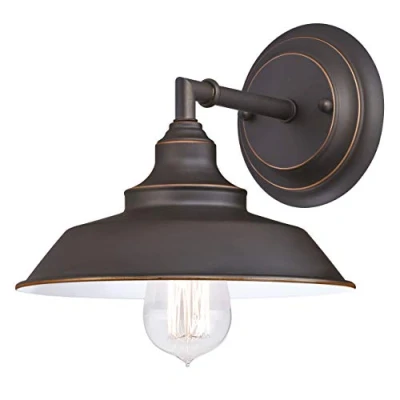 Image de Éclairage Westinghouse 63435 Luminaire mural d&#039;intérieur Iron Hill à une lampe, finition bronze huilé avec reflets