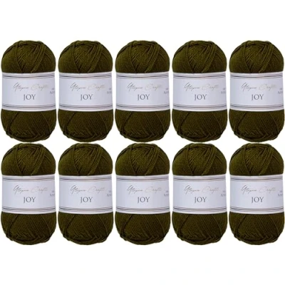 Image de Utopia Crafts JOY Lot de 10 pelotes fil à tricoter et crochet uni Doux Facile d&#039;entretien 100% polyacrylique 150 m Vert forêt