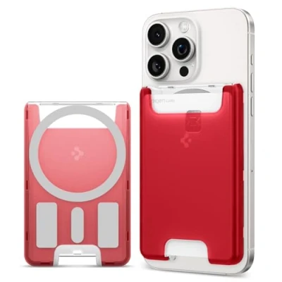 Image de Spigen Classic C1 MagFit Porte Cartes Magnétique Conçu pour Magsafe Compatible avec Les modèles iPhone 16/15/14/13/12 Wallet Rubis