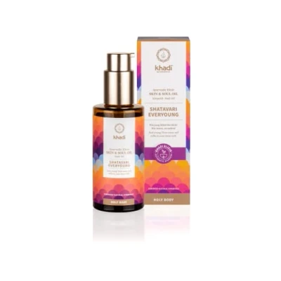 Image de khadi SHATAVARI EVERYOUNG huile de Corps Élixir Ayurvédique, intense anti âge : raffermit, rajeunit et revitalise, 100% naturel, sans ingrédients synthétiques, Cosmétiques naturels, 100ml