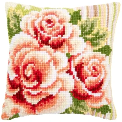 Image de Vervaco Kit de Coussin au Point Croix, 100% Coton, Blanc, 40 x cm or 16 in