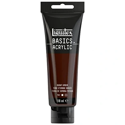 Image de Liquitex 8870014 Basics peinture acrylique, artistique monopigmentée, résistante à la lumière, qualité archive, finition satinée, tube de 118 ml Terre D&#039;Ombre Brûlée