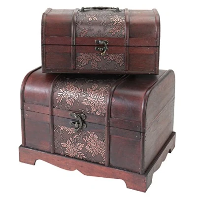 Image de HMF 6411700 Coffres au Trésor en Bois Set de 2 Différentes Dimensions Japon