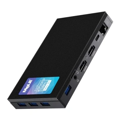 Image de MeLE Quieter3Q Mini PC WiFi 5, Celeron N5105 8GB DDR4 128GB NVMe M.2 2280 SSD,Mini Ordinateur de Bureau Windows 11 Pro, Micro sans Ventilateur, Soutien 4K,2,4/5,8 Gigabit Ethernet, BT5.1