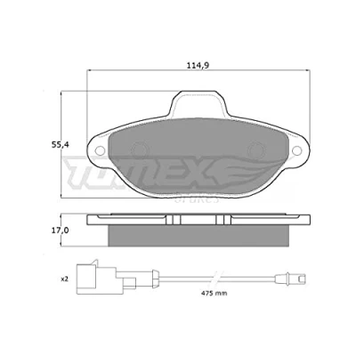 Image de TOMEX brakes TX 10 721 Jeu de plaquettes frein Essieu avant contact signal d&#039;usure inclus avec accessoires FIAT: Punto II 3/5 portes