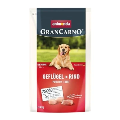 Image de GranCarno Animonda Nourriture sèche pour Chiens âgés à partir de 7 Ans Volaille + bœuf (1 x 4 kg) qualité supérieure sans céréales