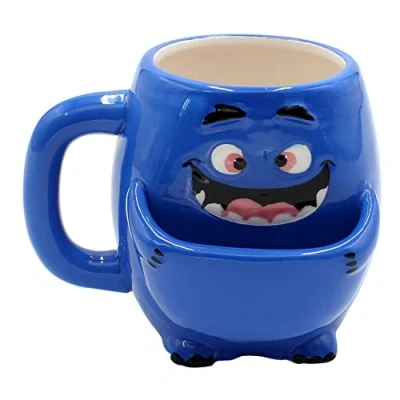Image de Dekohelden24 Tasse à café avec Compartiment Biscuits en céramique Motif : Monstre Bleu Dimensions Environ H x Ø 10 7 cm Capacité 300 ML,